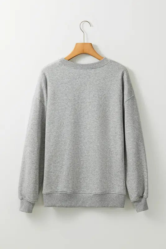 Beige solid classic crewneck pullover sweatshirt - tops