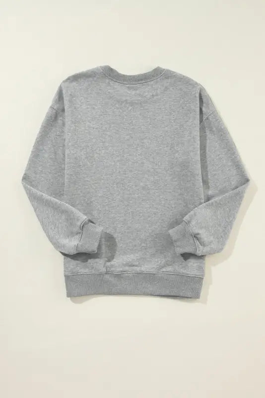 Beige solid classic crewneck pullover sweatshirt - tops