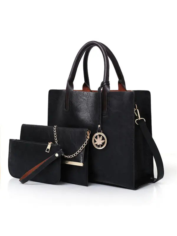 Classy and sassy 3 pieces set shoulder bag - black / f