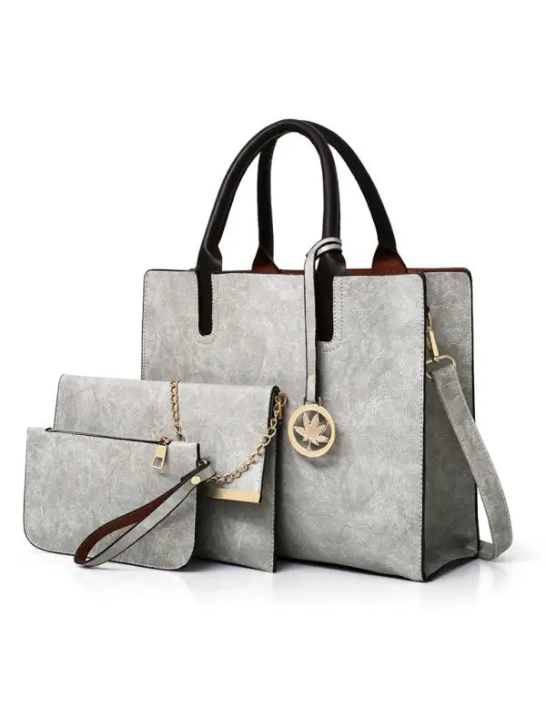 Classy and sassy 3 pieces set shoulder bag - misty grey / f