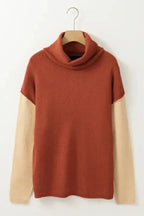 Clay Red Block Knit Sweater - Fashionfitz