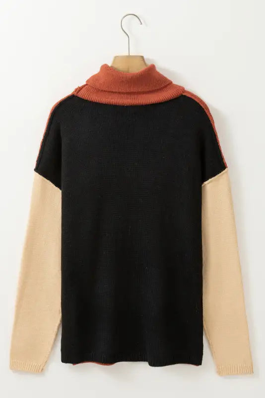 Clay red block knit sweater - sweaters