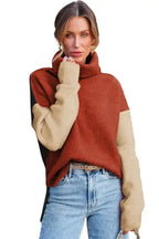 Clay Red Block Knit Sweater - Fashionfitz