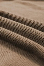 Coffee Round Neck Half Sleeve Ribbed Knit Top - Fashionfitz