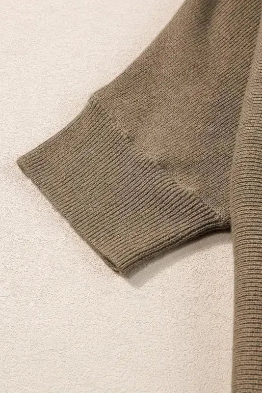 Coffee Round Neck Half Sleeve Ribbed Knit Top - Fashionfitz