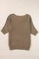 Coffee round neck half sleeve ribbed knit top - sweaters &