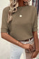 Coffee round neck half sleeve ribbed knit top - sweaters &