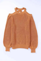 Cold Shoulder Hollow-out Back Sweater - Fashionfitz