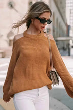 Cold Shoulder Hollow-out Back Sweater - Fashionfitz