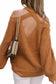 Brown crew neck cold shoulder hollow-out back sweater - sweaters & cardigans