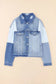 Color block frayed denim jacket - jackets