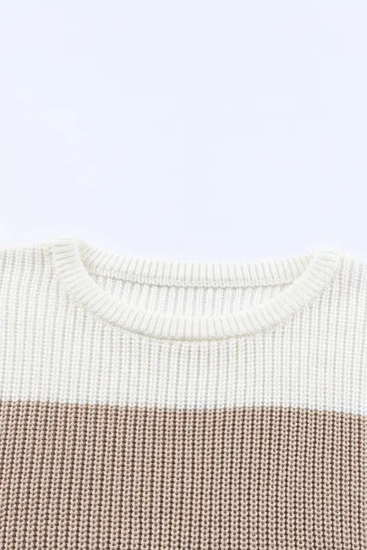 Color-block knit pullover sweater | fashionfitz