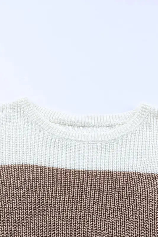 Color-block knit pullover sweater | fashionfitz