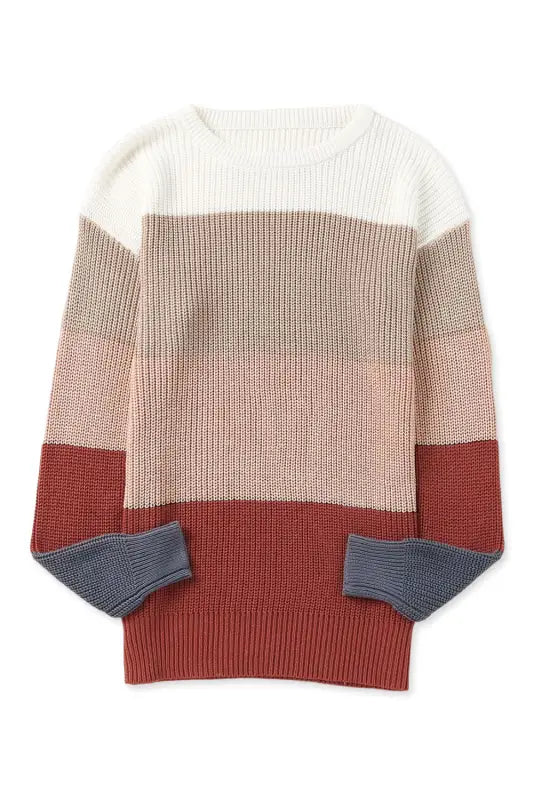 Color-block knit pullover sweater | fashionfitz