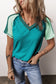 Color block knitted v-neck t-shirt - t-shirts