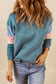 Blue colorblock long sleeve pullover sweatshirt - sweatshirts & hoodies