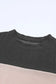 Black color block long sleeve ribbed loose top