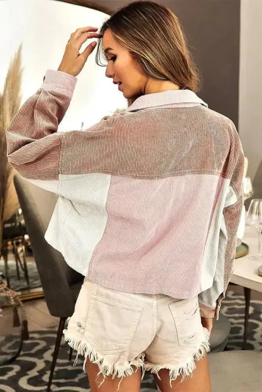 Color Block Patchwork Vintage Corduroy Jacket - Fashionfitz