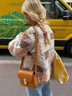 Color Block Print Loose Thin Cotton Jacket - Fashionfitz