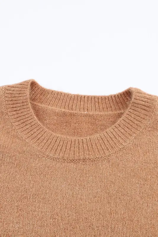 Brown color block striped ribbed knit sweater - sweaters & cardigans