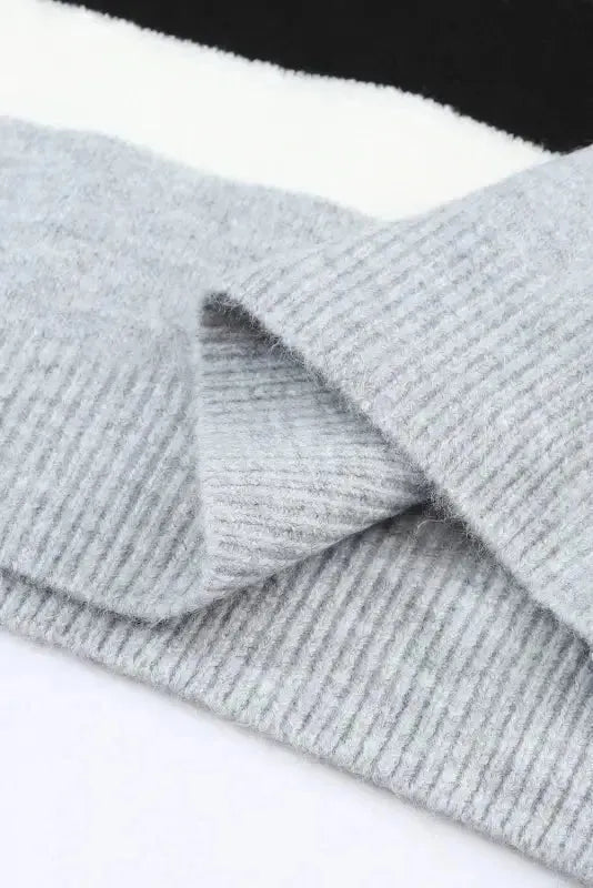Color Block Ribbed Knit Sweater - Fashionfitz