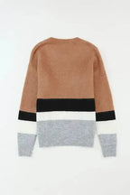 Color Block Ribbed Knit Sweater - Fashionfitz