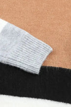 Color Block Ribbed Knit Sweater - Fashionfitz