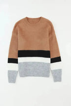 Color Block Ribbed Knit Sweater - Fashionfitz