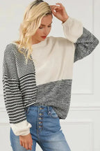 Color-Block Tie-Back Sweater - Black - Fashionfitz