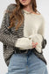 Black neutral colorblock tie back sweater - sweaters & cardigans