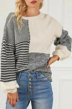 Color-Block Tie-Back Sweater - Black - Fashionfitz