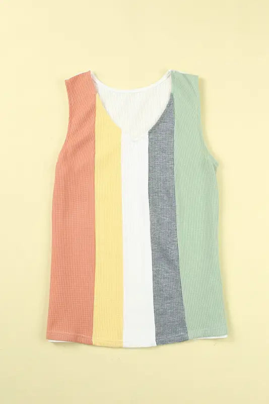 Color block waffle knit tank top - tops