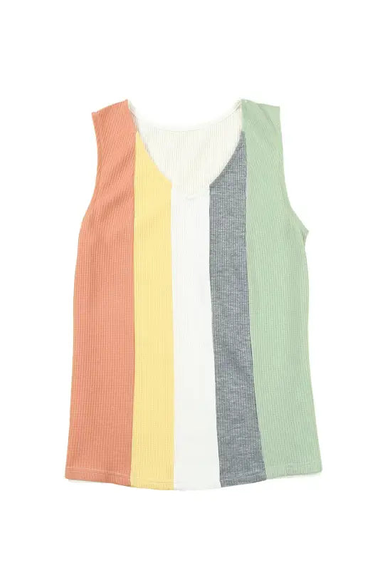 Color block waffle knit tank top - tops