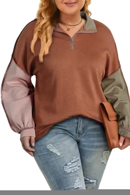 Color Block Zipped Sweatshirt - Fashionfitz