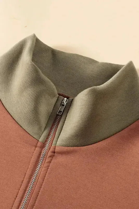 Color Block Zipped Sweatshirt - Fashionfitz