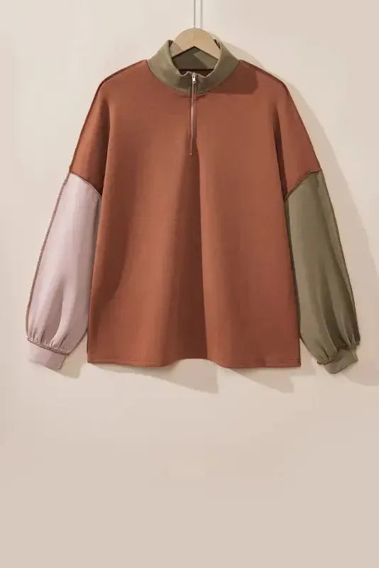 Color Block Zipped Sweatshirt - Fashionfitz