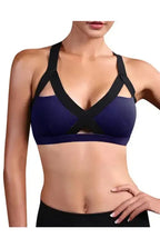 Color Contrast Sexy Cross Elastic Sports Bra - Fashionfitz