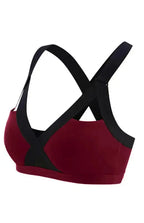 Color Contrast Sexy Cross Elastic Sports Bra - Fashionfitz