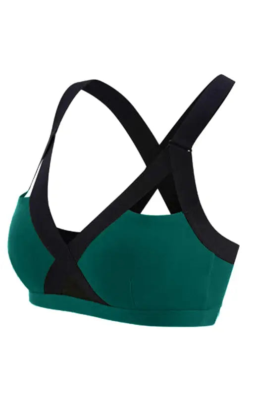 Color contrast sexy cross elastic sports bra