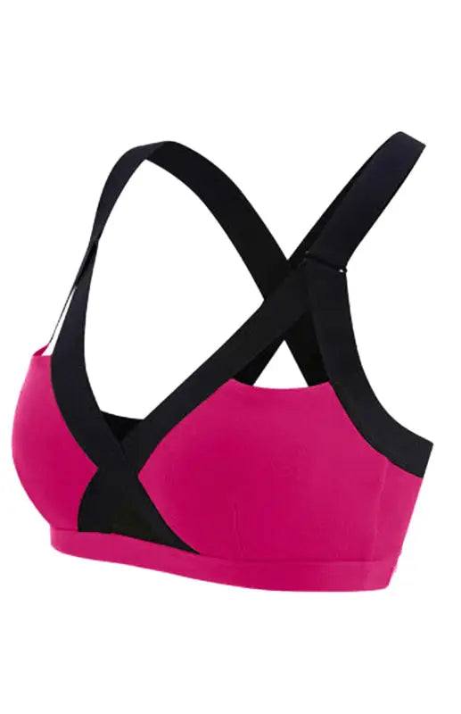 Color contrast sexy cross elastic sports bra