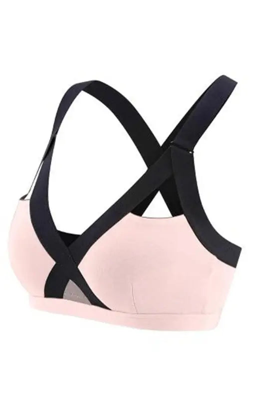 Color contrast sexy cross elastic sports bra