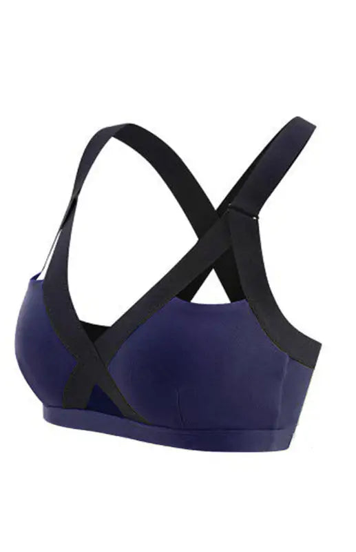 Color contrast sexy cross elastic sports bra