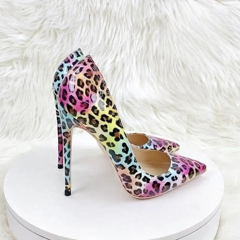 Colorful leopard print stiletto high heels shoes - 10cm / 33 - pumps