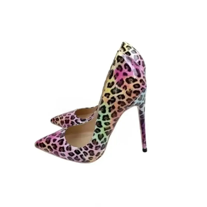 Colorful leopard print stiletto high heels shoes - pumps