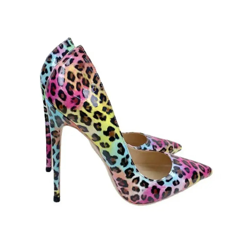 Colorful leopard print stiletto high heels shoes - pumps