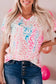 Colorful leopard v neck short sleeve top - t-shirts