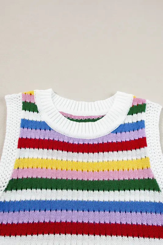 Colorplay eyelet sweater vest - vests