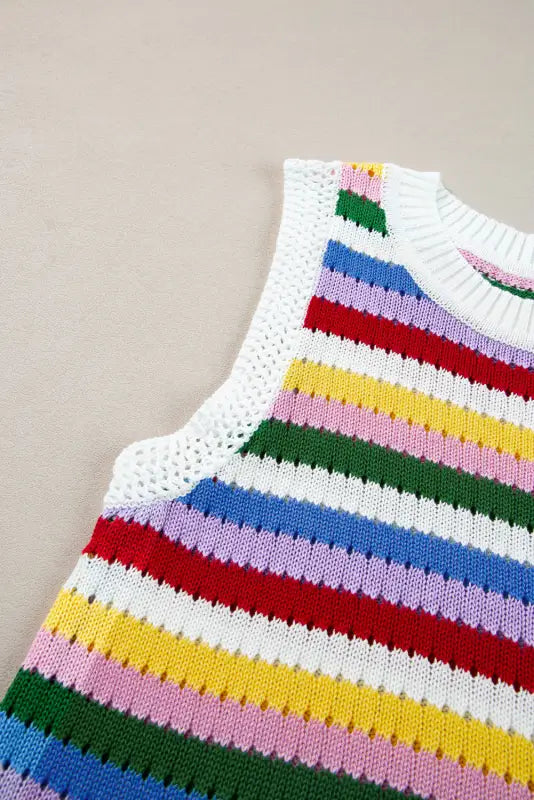 Colorplay eyelet sweater vest - vests