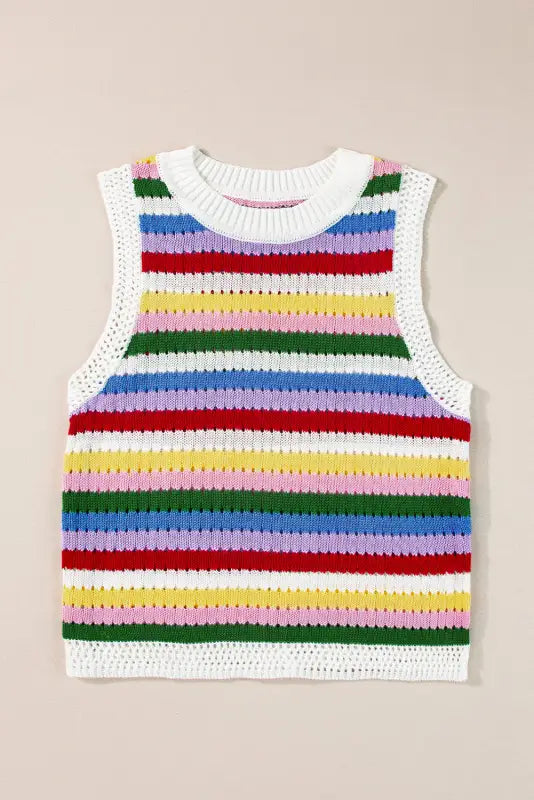 Colorplay eyelet sweater vest - vests