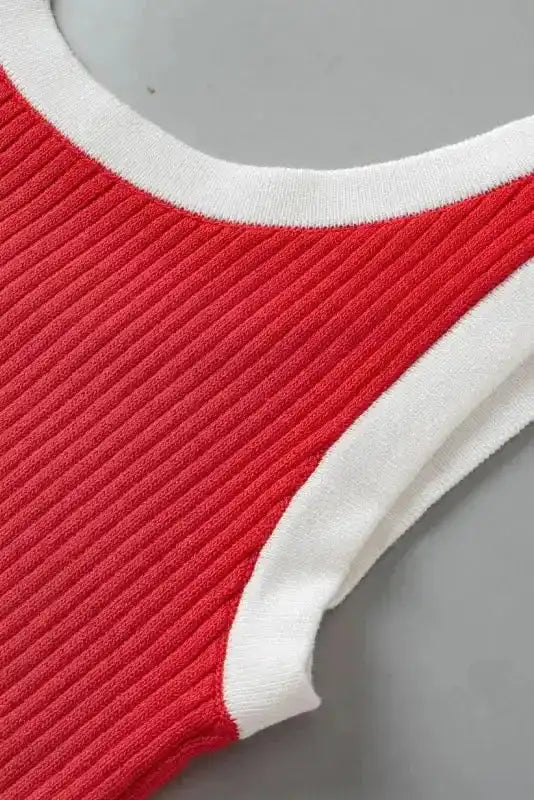 Contrast Edge Ribbed Knit Tank Top - Fashionfitz